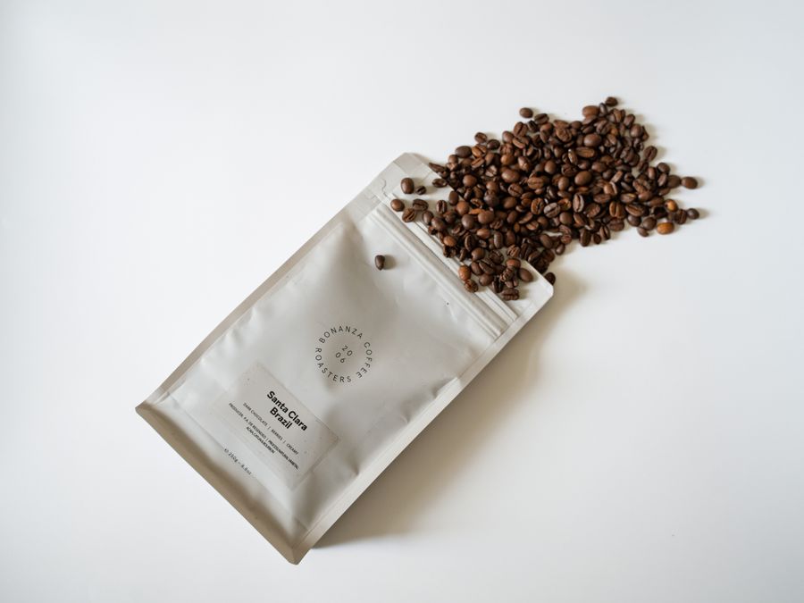 Premium bag of roasted arabica coffee beans
