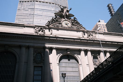 The iconic clock and architecture of Grand Central Terminal in New York City.