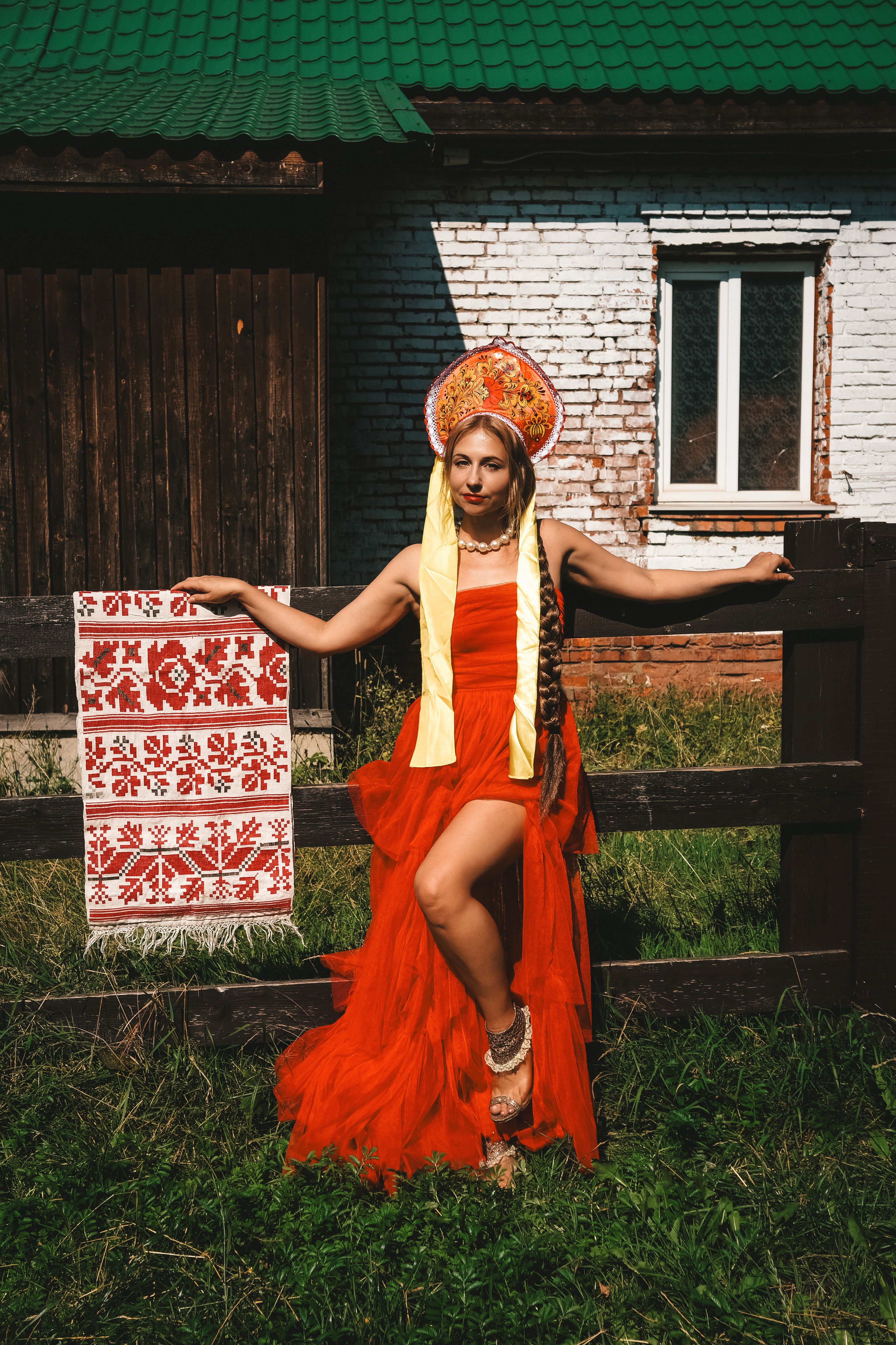Traditional Russian Attire in Rural Setting · Free Stock Photo