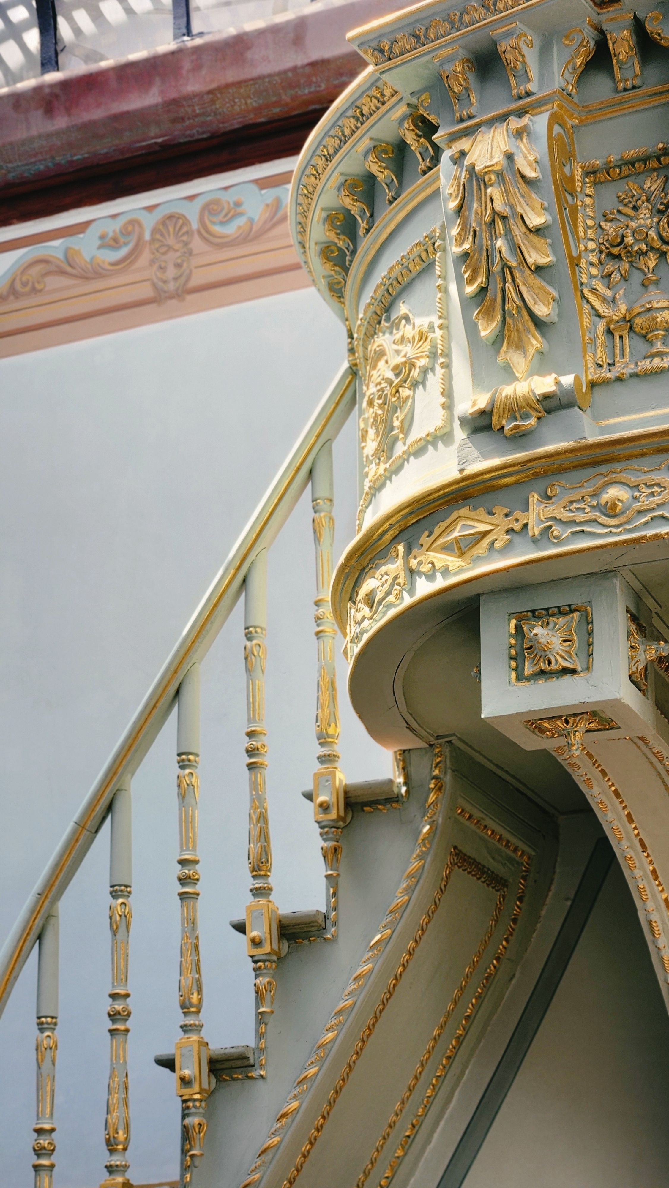 Ornate Baroque Staircase Detail with Gold Accents · Free Stock Photo