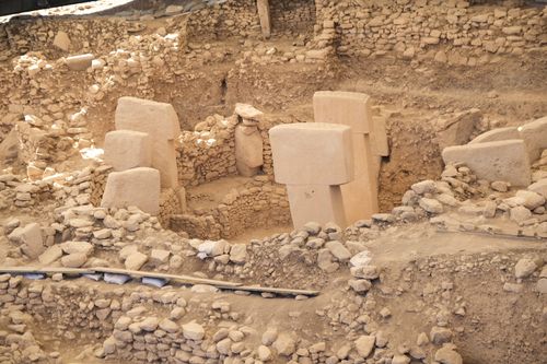 Free Discover the prehistoric stone pillars of Göbekli Tepe, a magnificent archaeological site in Turkey. Stock Photo