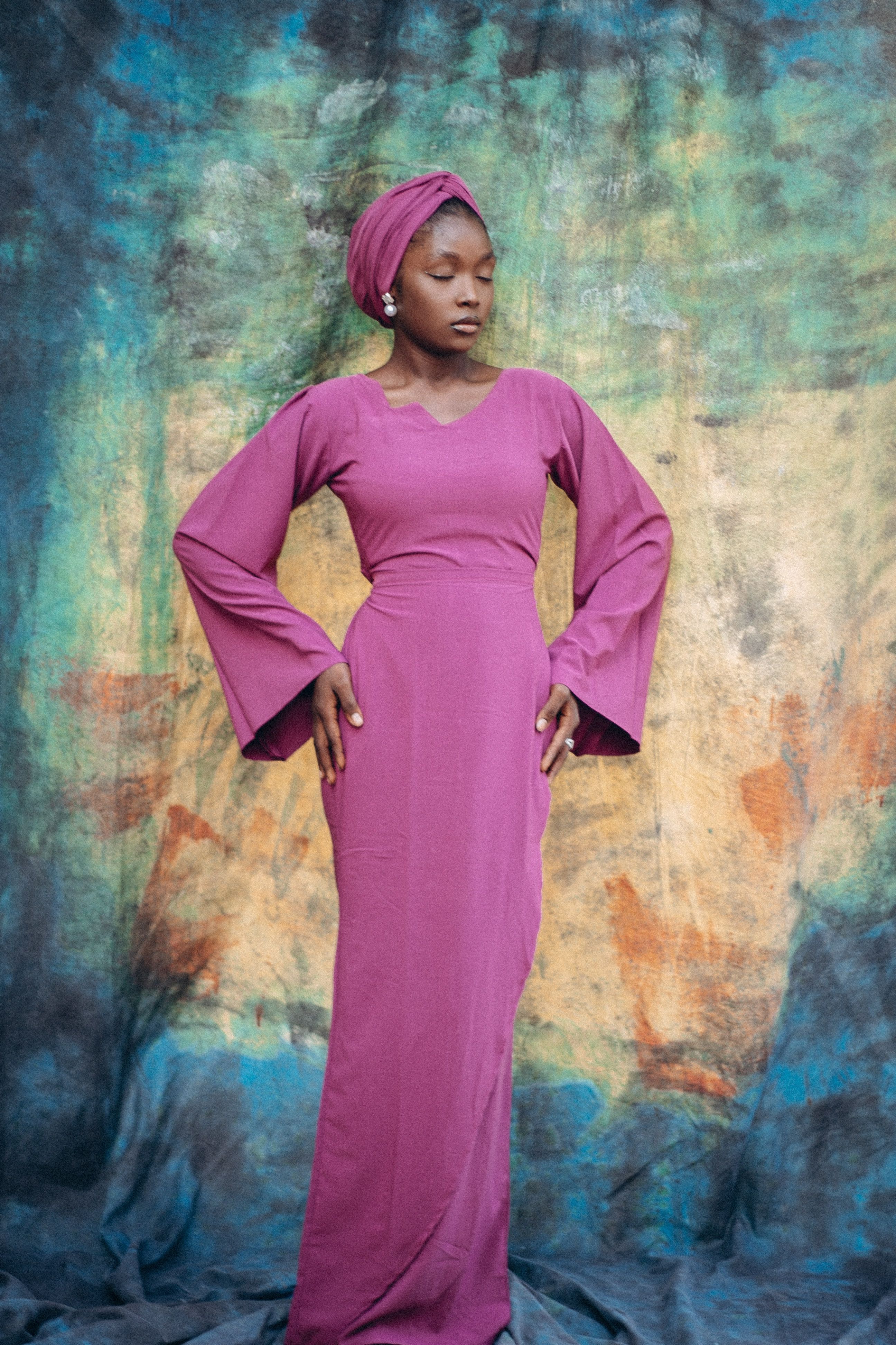 Elegant Woman in Magenta Dress Portrait · Free Stock Photo
