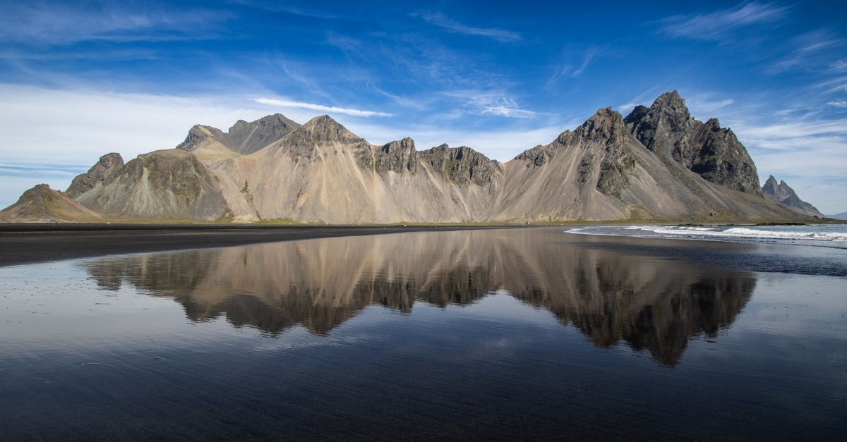 Stunning Reflection Of Vestrahorn Mountains In Iceland Free Stock Photo stunning-reflection-of-vestrahorn-mountains-in-iceland-free-stock-photo