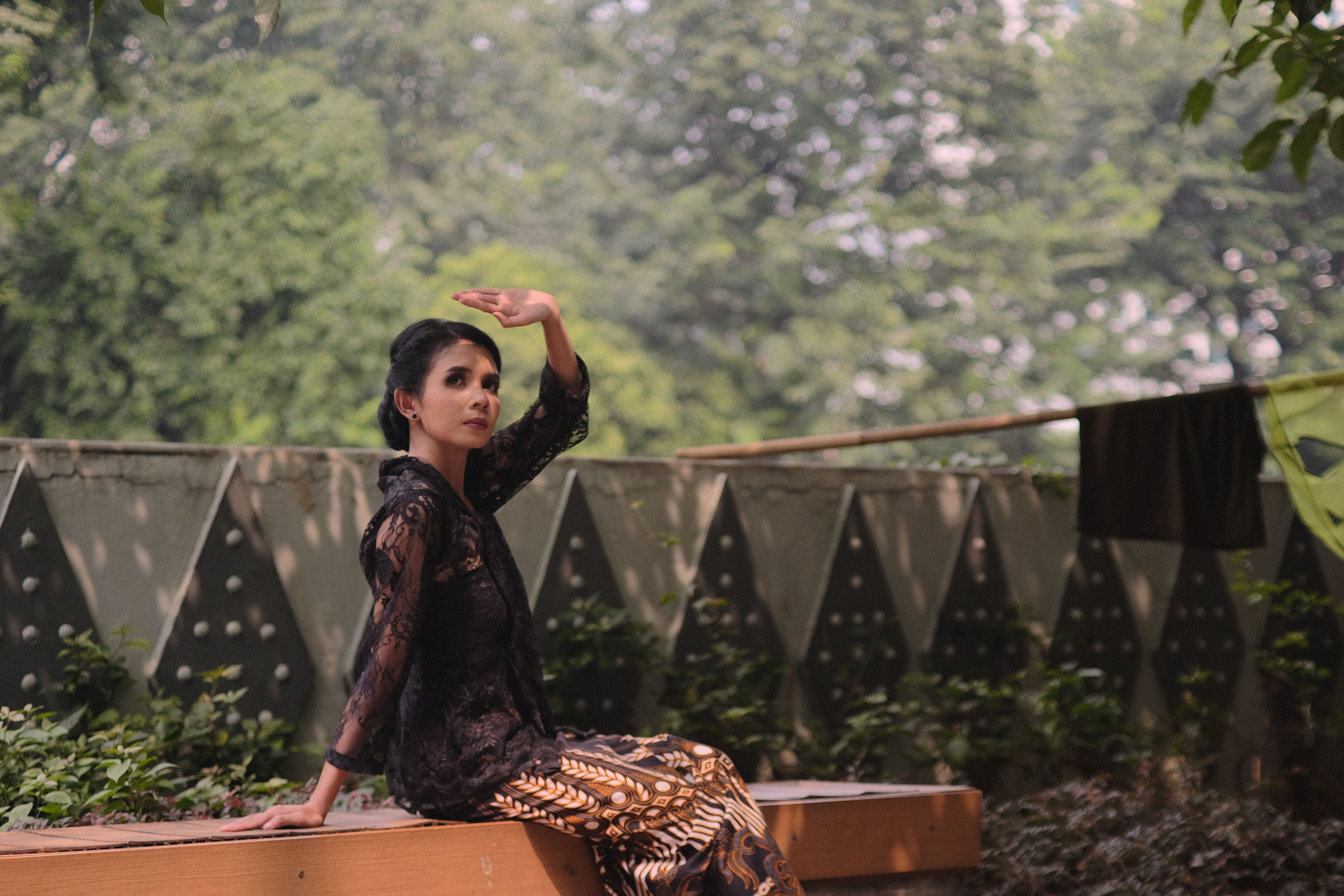 Traditional Indonesian Portrait in Outdoor Setting