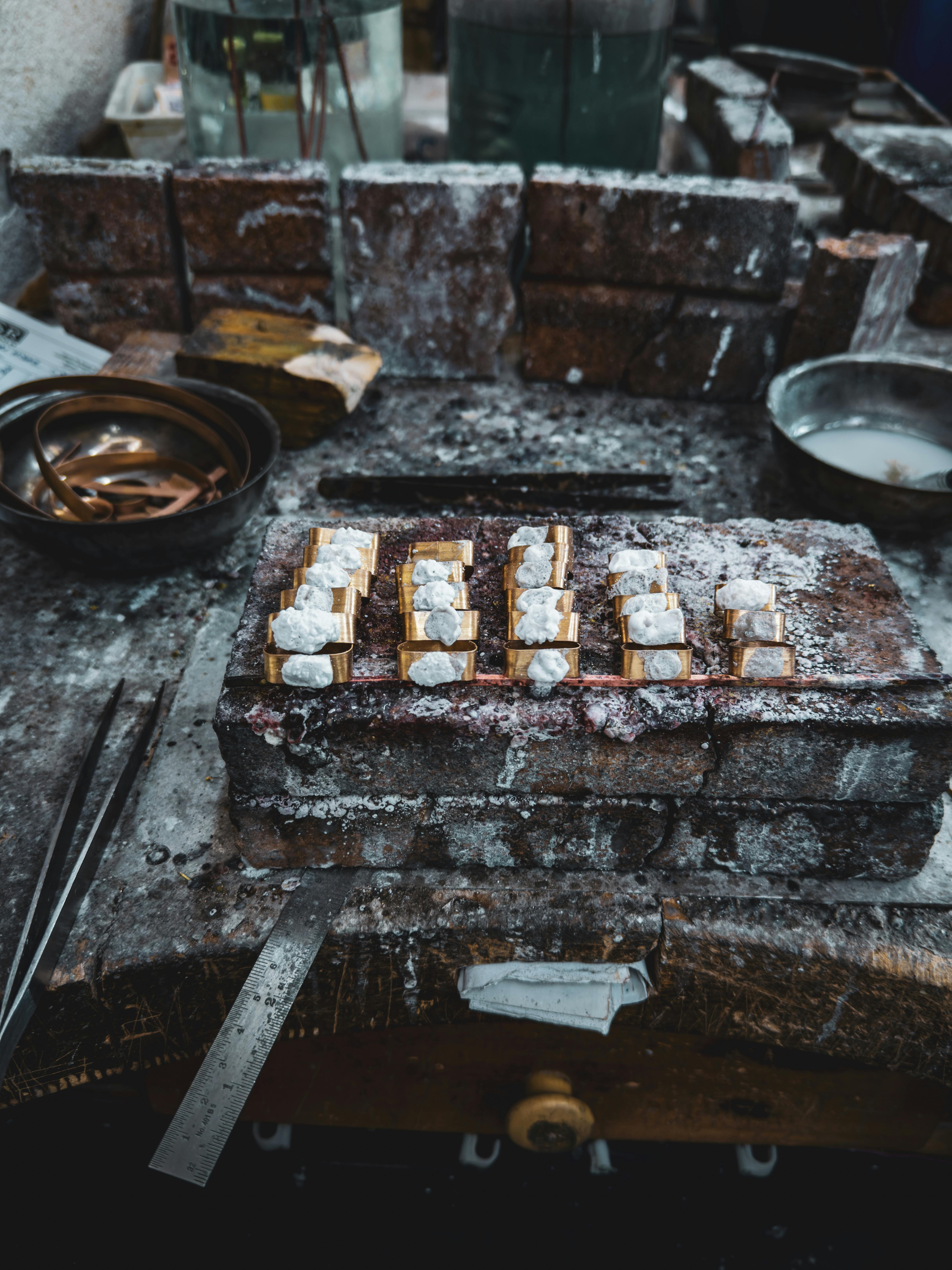 Artisan jewelry workshop in Istanbul showing hand tools, materials, and goldsmithing equipment