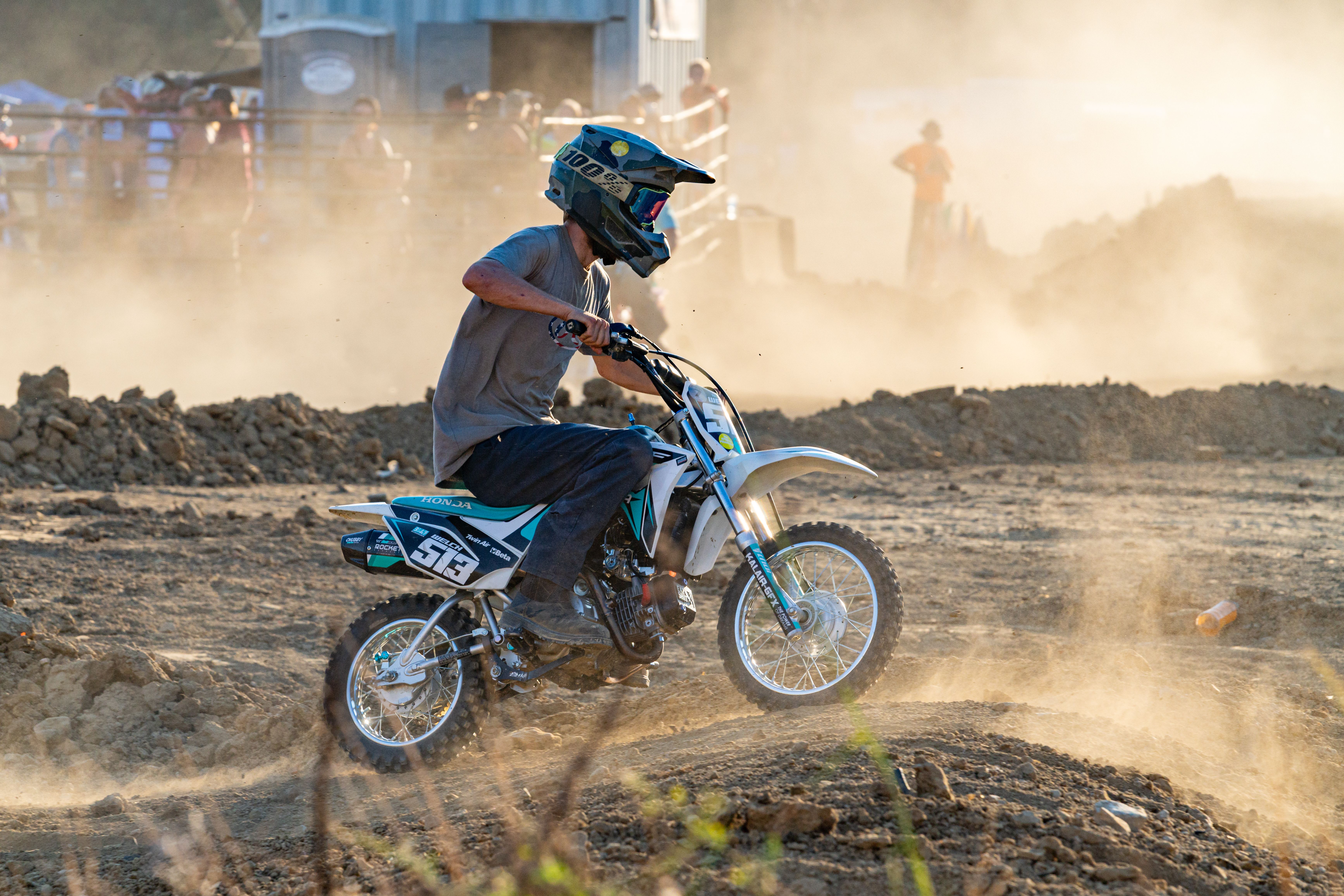 Rider competing in a dirt bike race in Washington, Pennsylvania.