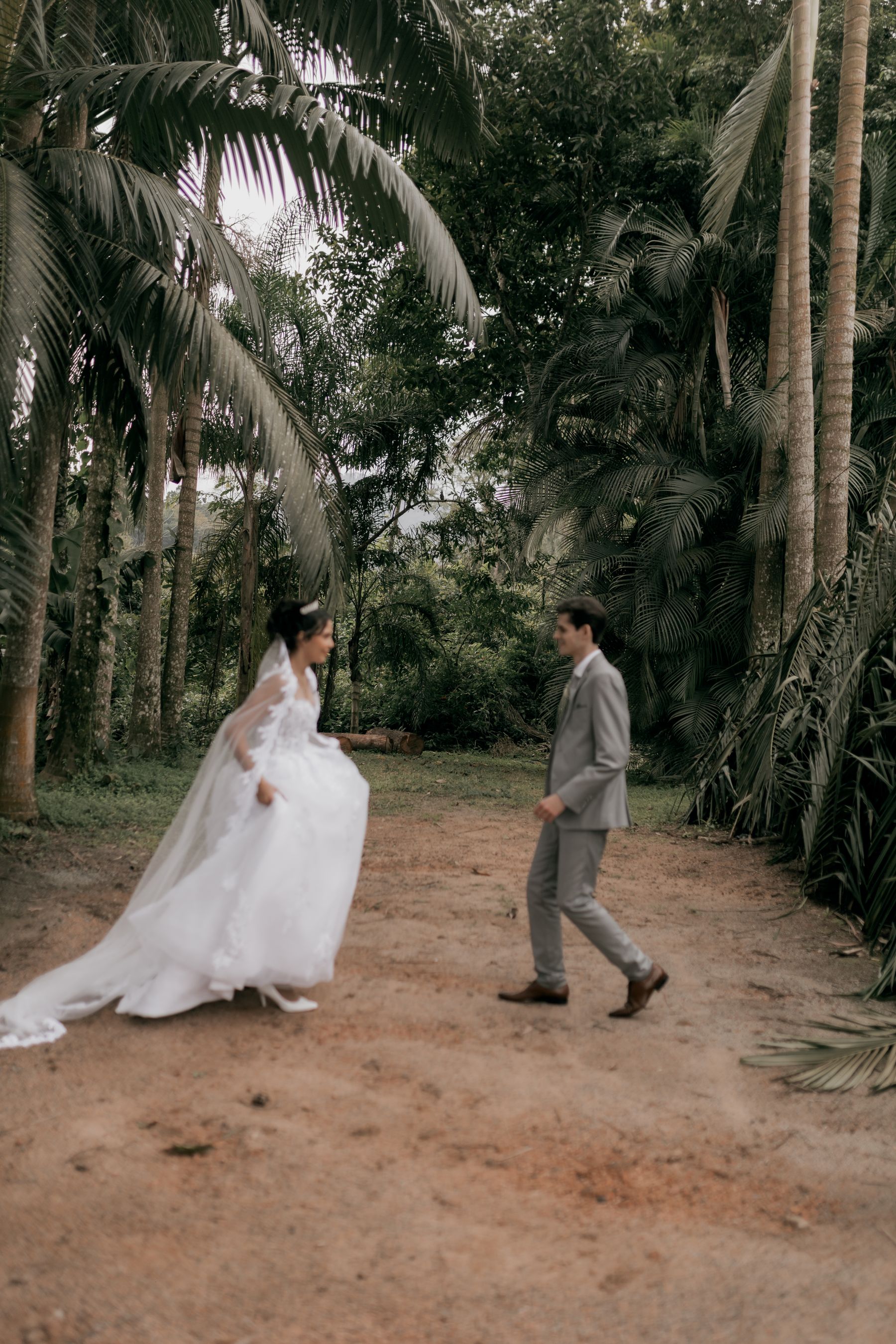 Outdoor wedding in a lush tropical setting