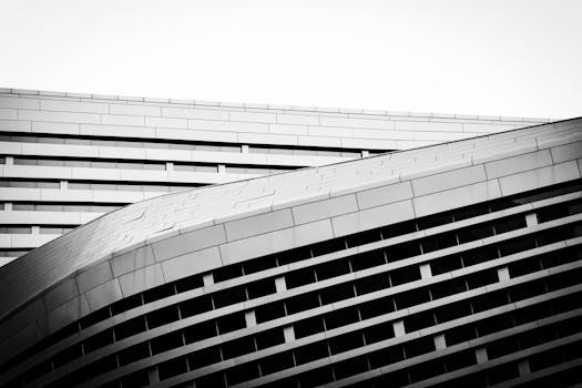 Abstract view of a sleek contemporary building facade in Taiwan.