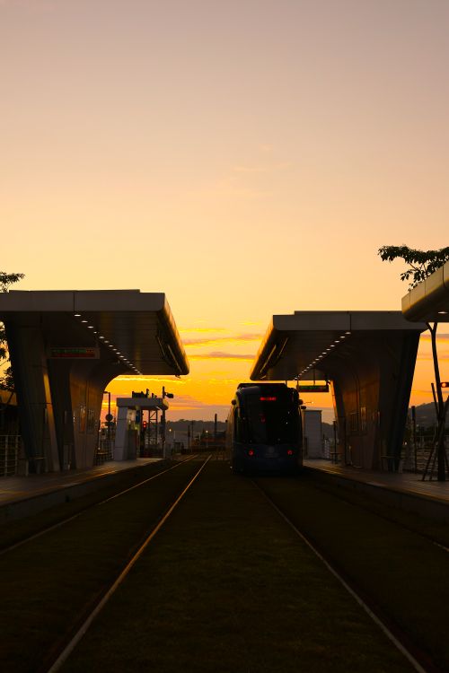 Free Captured in Taiwan, this modern station at sunset offers a perfect blend of urban design and natural beauty. Stock Photo