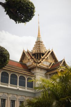 Stunning view of the ornate Grand Palace in Bangkok, showcasing its intricate roof design and architecture.