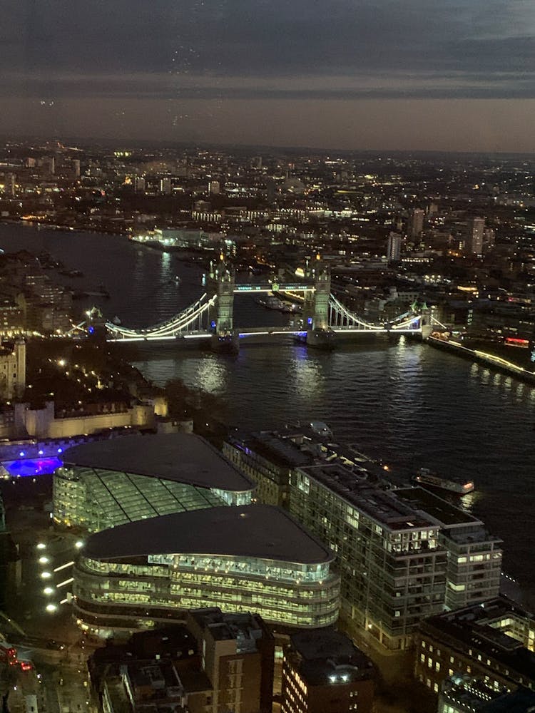 An Aerial Shot Of The City Of London At Night