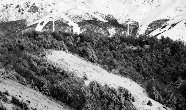 Breathtaking view of snow-covered mountains in San Carlos de Bariloche, Argentina.