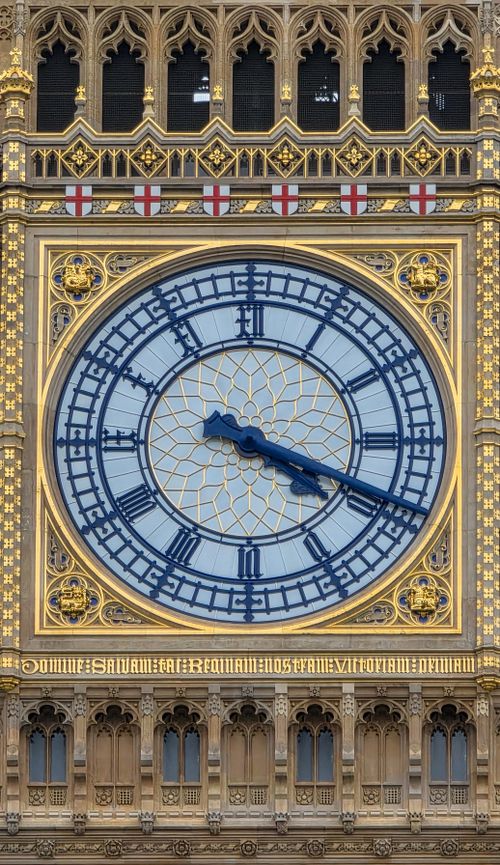 Free Detailed view of Big Ben's clock face showcasing intricate designs and craftsmanship. Stock Photo