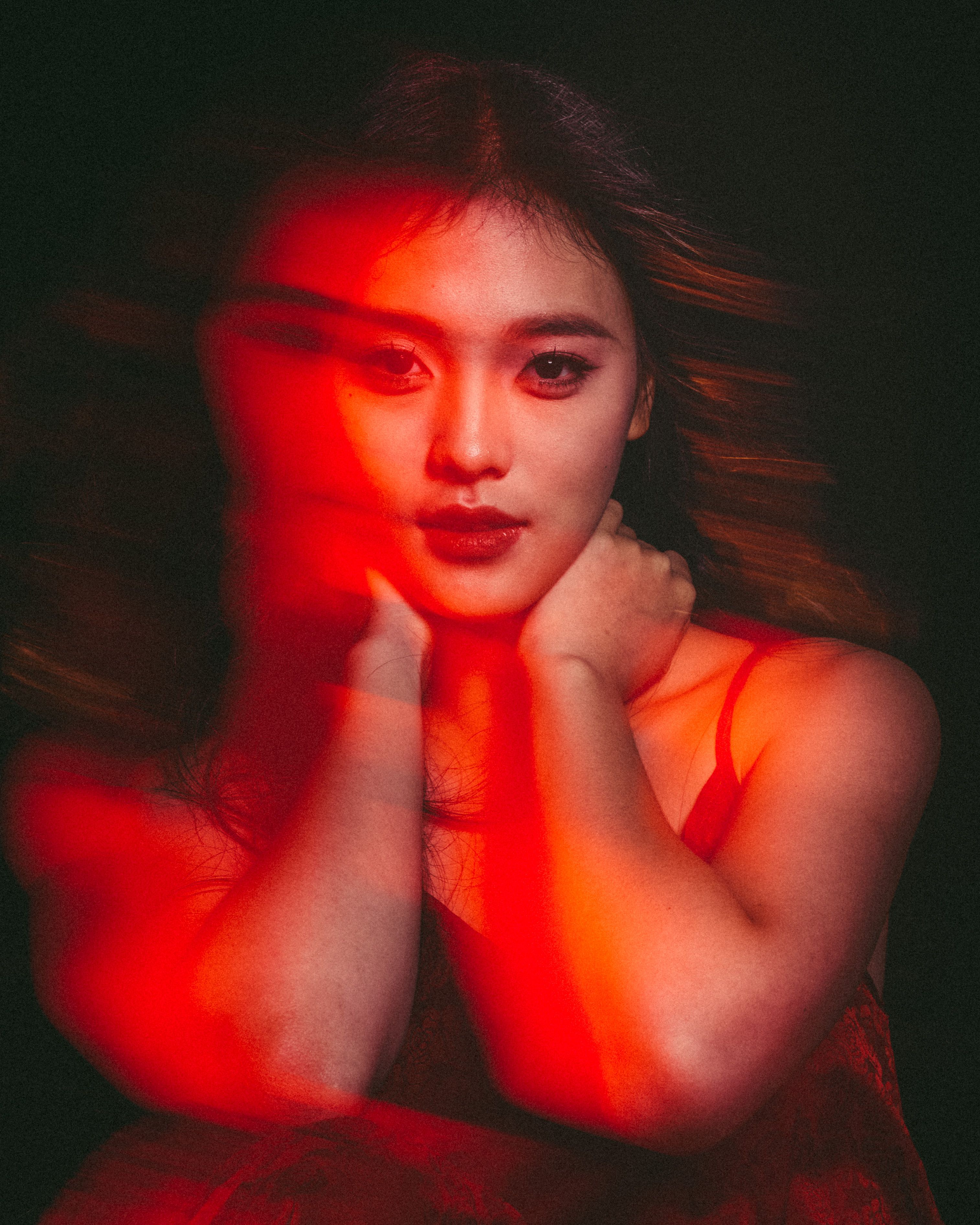 Artistic Portrait with Red Light Effect · Free Stock Photo
