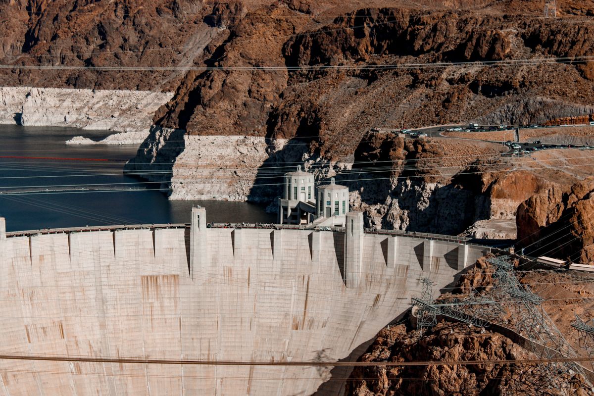 Hoover Dam and Lake Mead on the Arizona–Nevada border