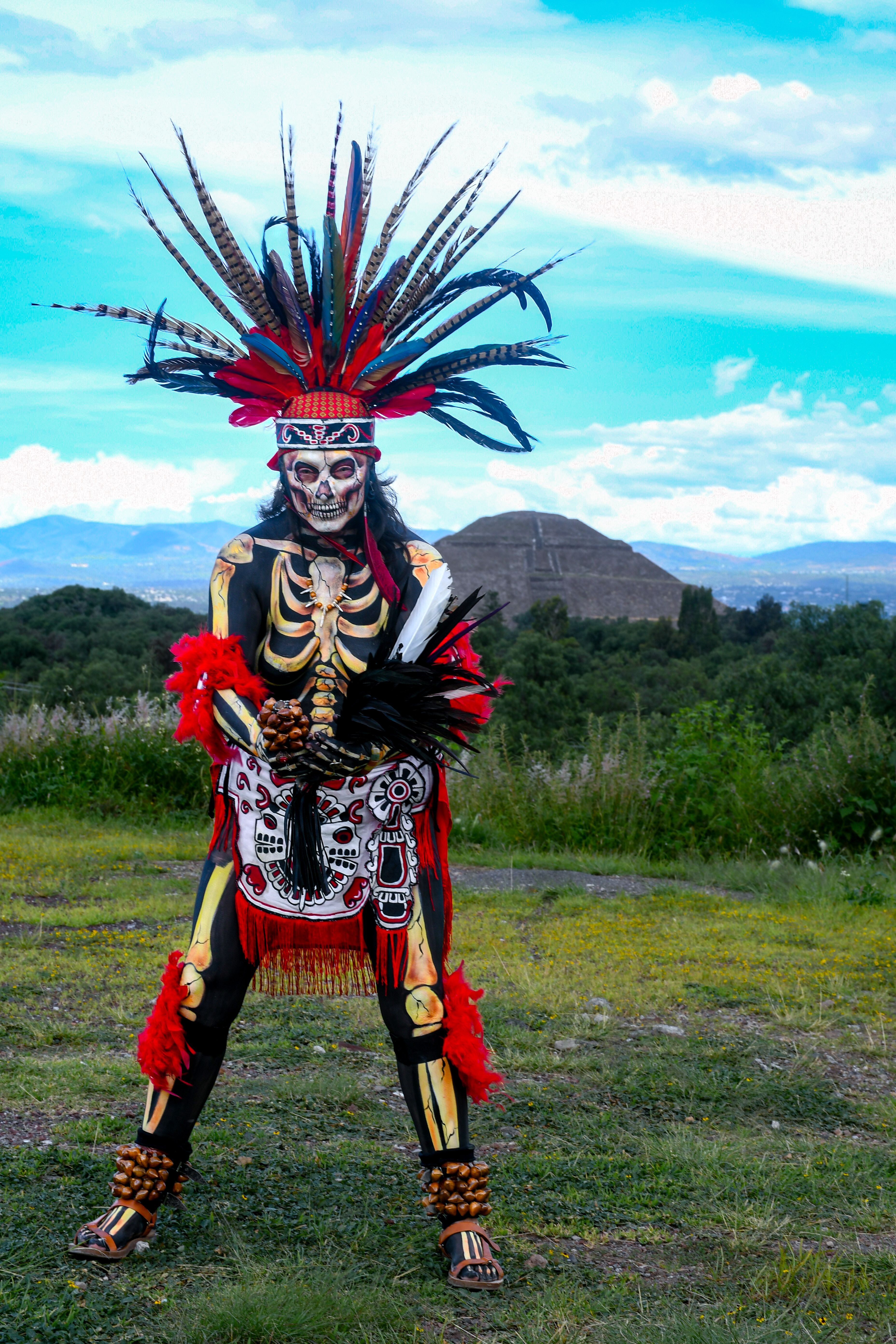 Vibrant Traditional Aztec Costume Outdoors · Free Stock Photo