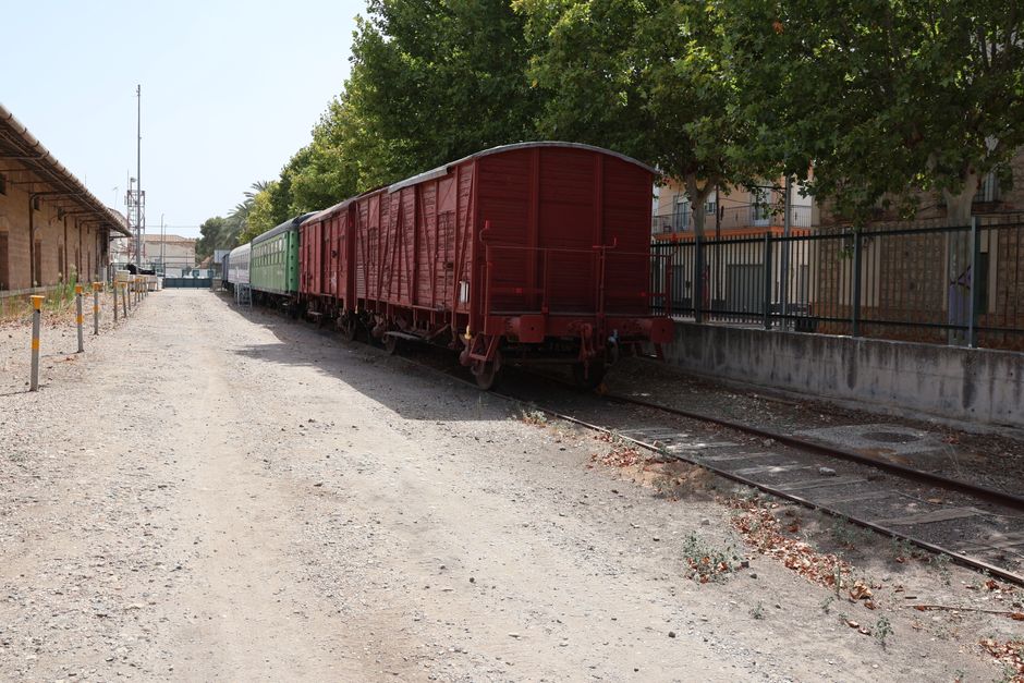 Cercanías commuter train at a station in a Spanish city