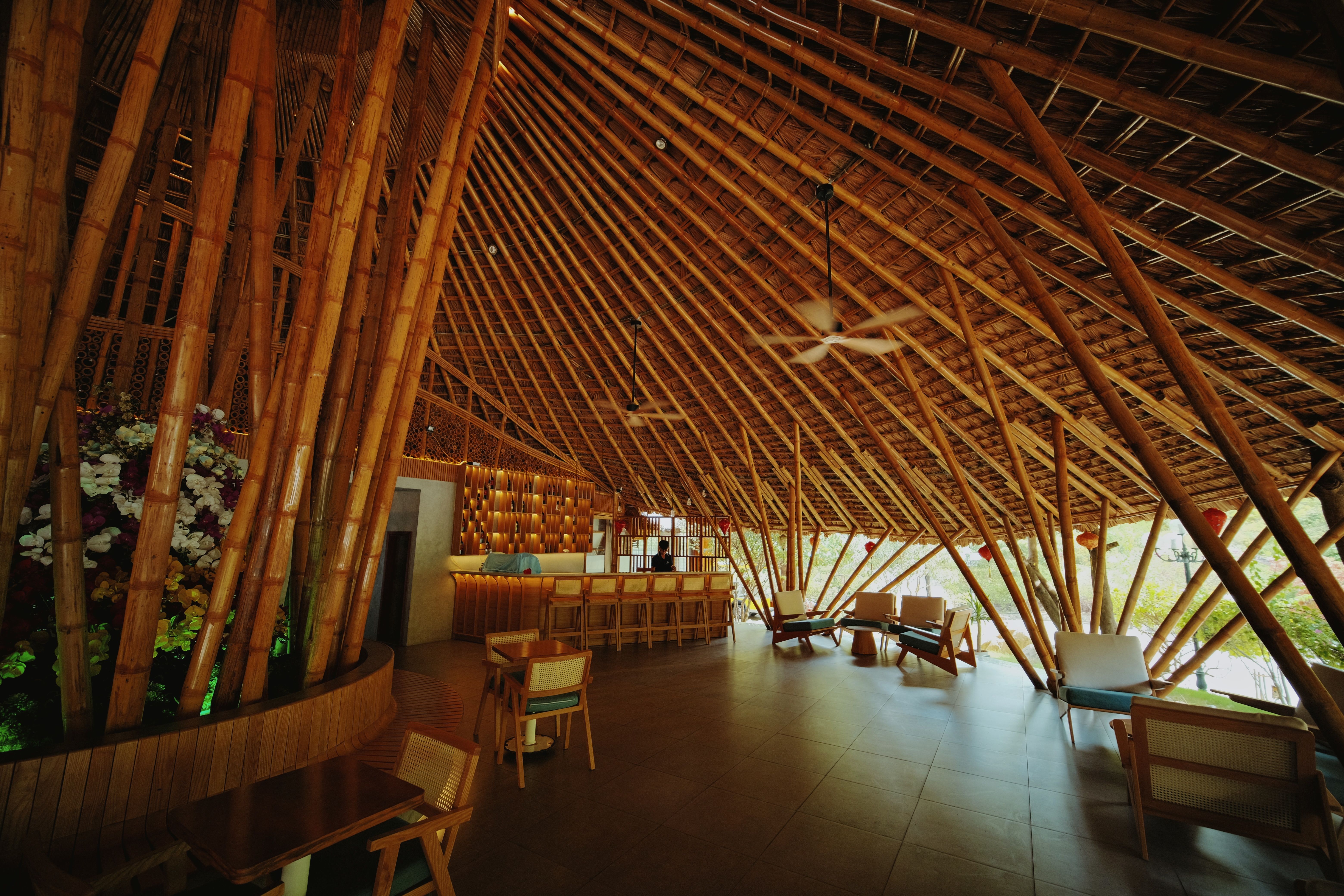 Eco-Friendly Bamboo Restaurant Interior Design · Free Stock Photo
