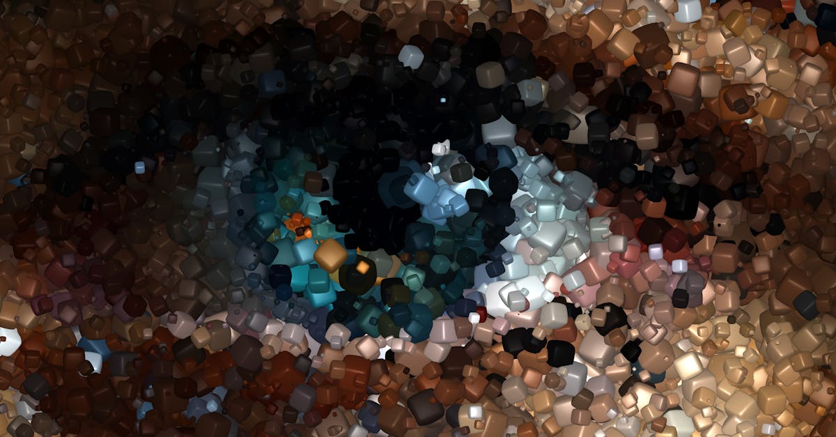 Abstract artistic depiction of a colorful eye pattern using a mosaic of cubes in various vibrant colors.