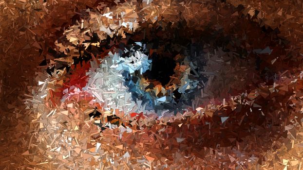 A vibrant abstract mosaic depiction of a human eye with rich colors and dynamic textures.