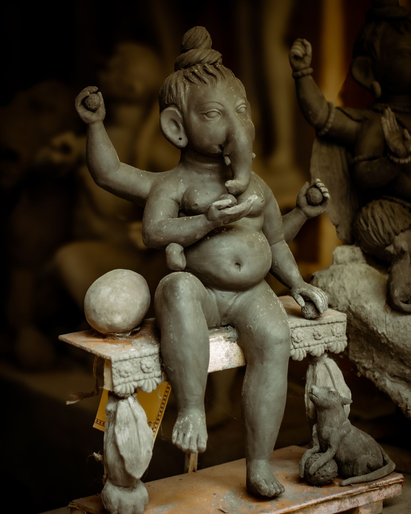 Hand-sculpted clay Ganesha idol