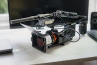 Professional Video Camera Setup with Microphone