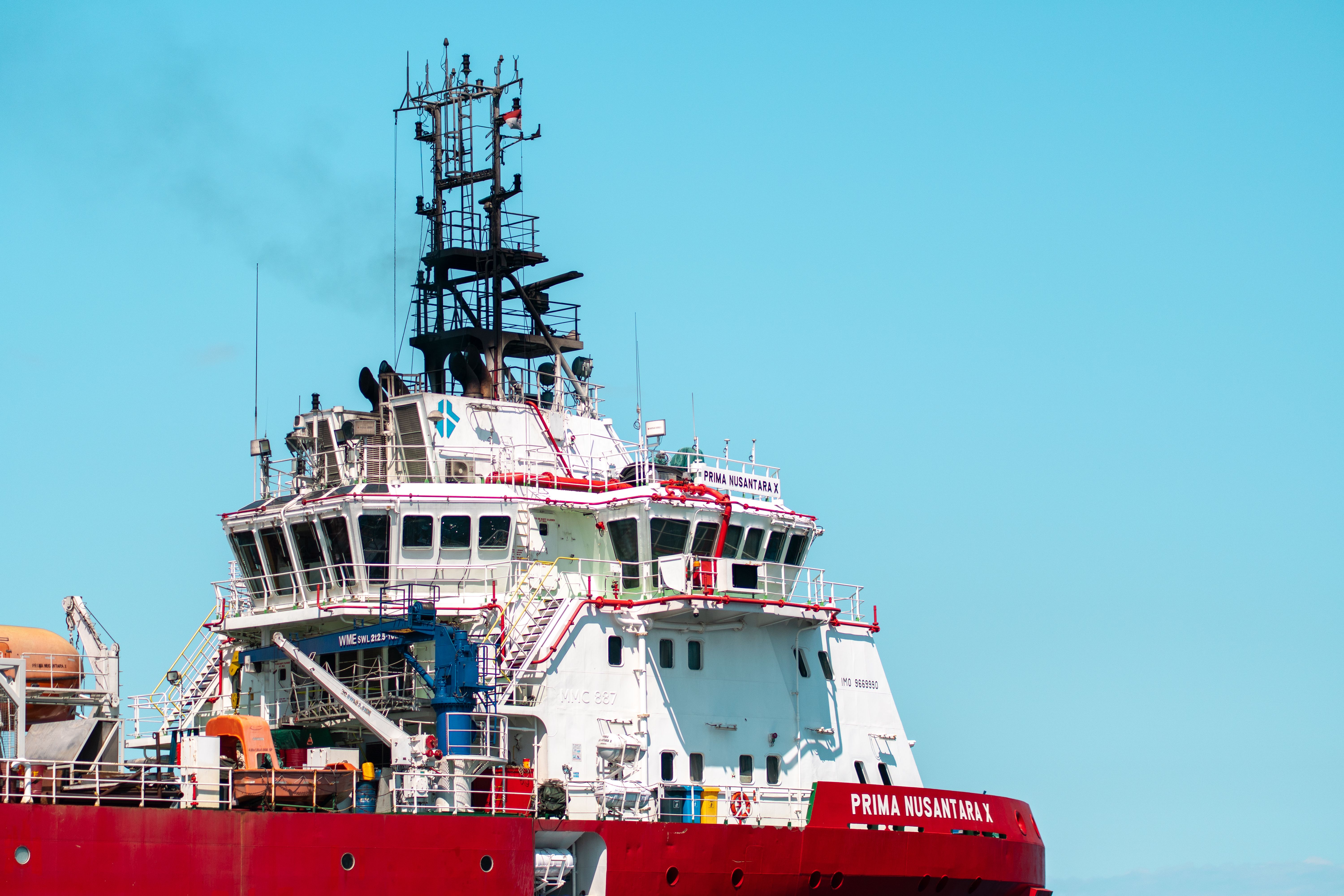 Vibrant Tugboat in Makassar Harbor, Indonesia