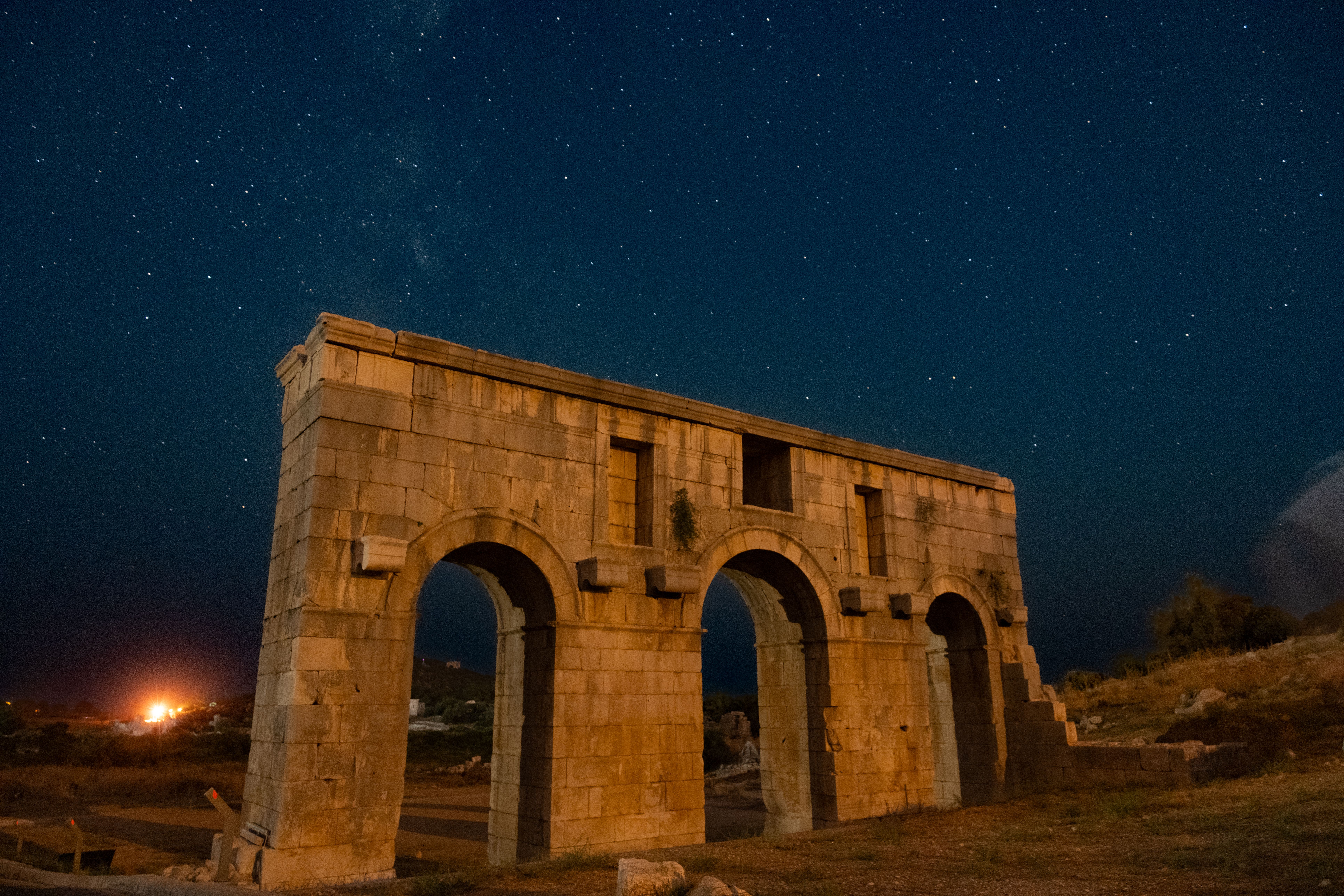 Ancient Archway Under Starry Night Sky in Patara · Free Stock Photo