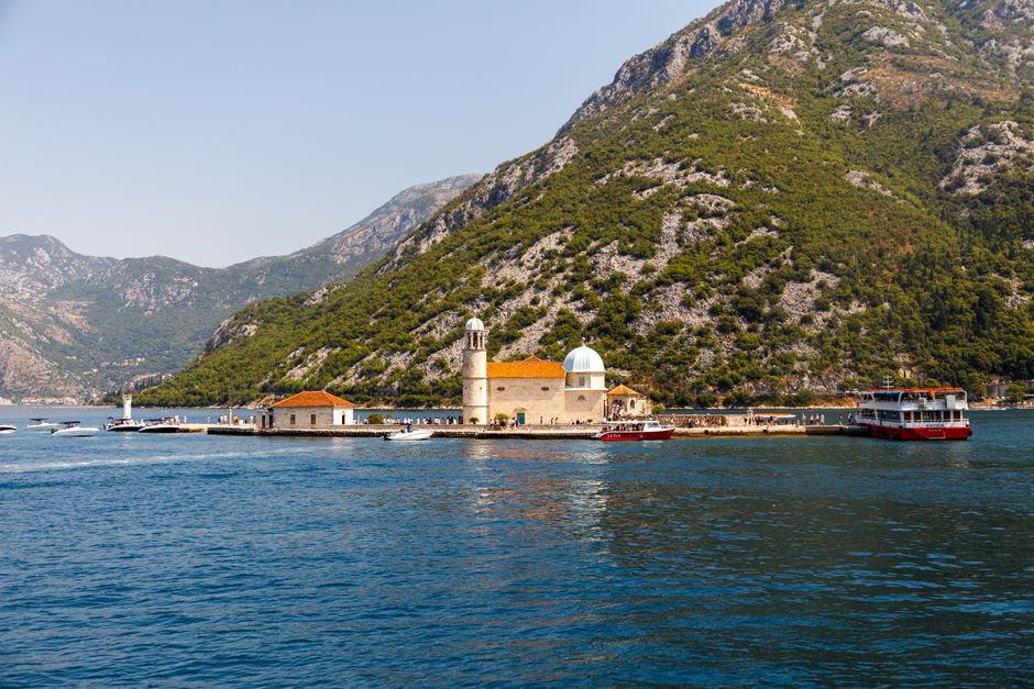Boat tour on Bay of Kotor, Montenegro with Our Lady of the Rocks island