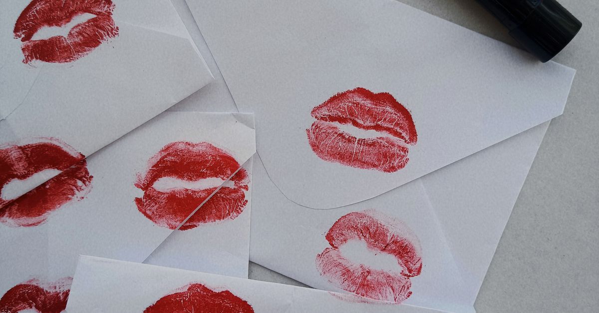 Envelope Expression Romantic Envelopes with Lipstick Sealed Kisses · Free Stock Photo