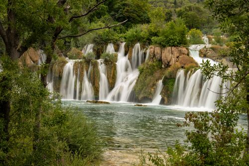 Free Stunning view of cascading waterfalls in lush Krka National Park, Croatia. Stock Photo