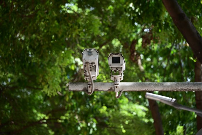 Outdoor CCTV camera pole installation