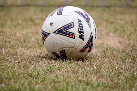 Close-up of a soccer ball on dry grass in Tipton, England. Perfect for sports and recreation themes.