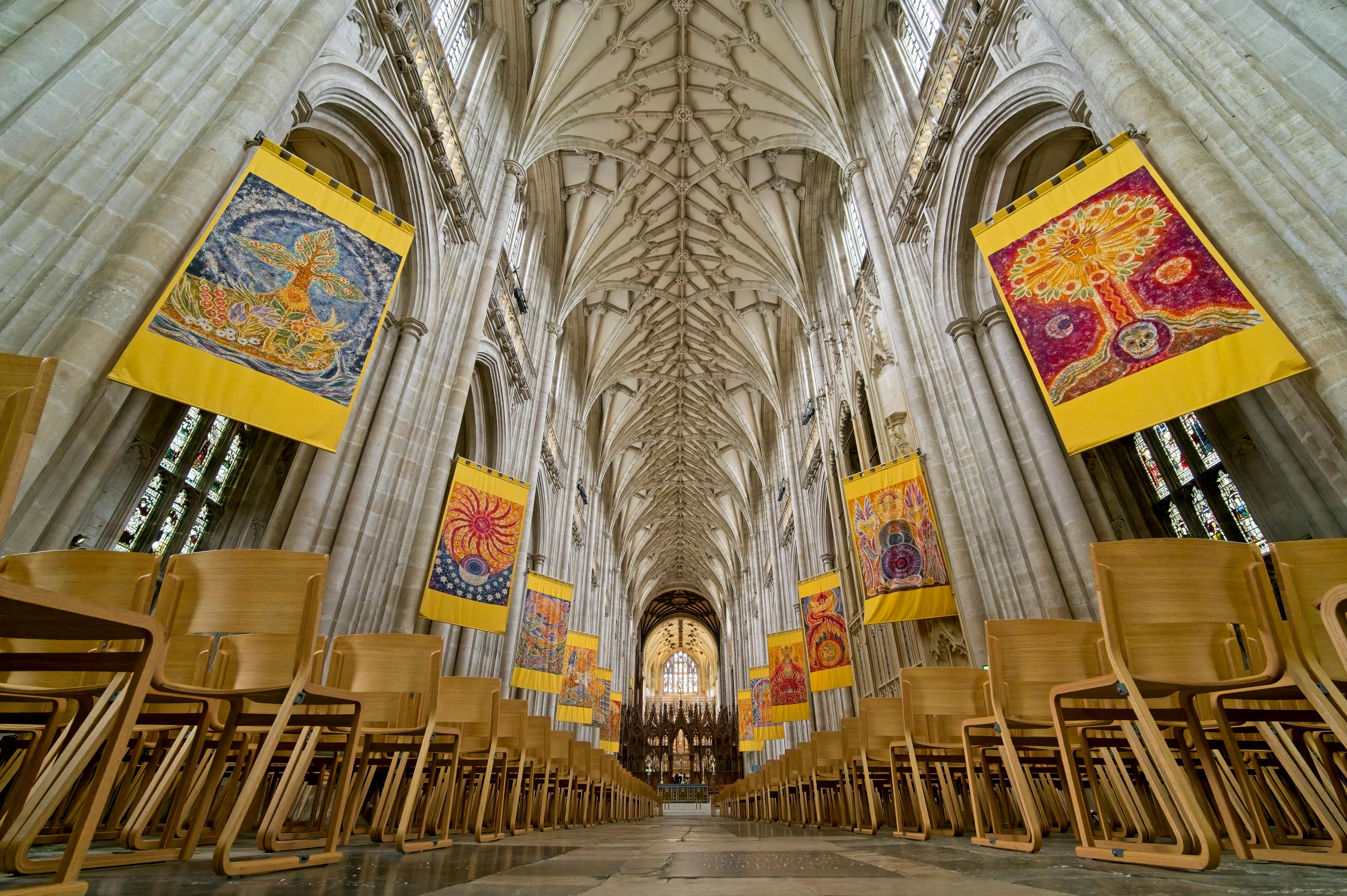 Explore the historic beauty and intricate designs inside Winchester Cathedral, a landmark in England.