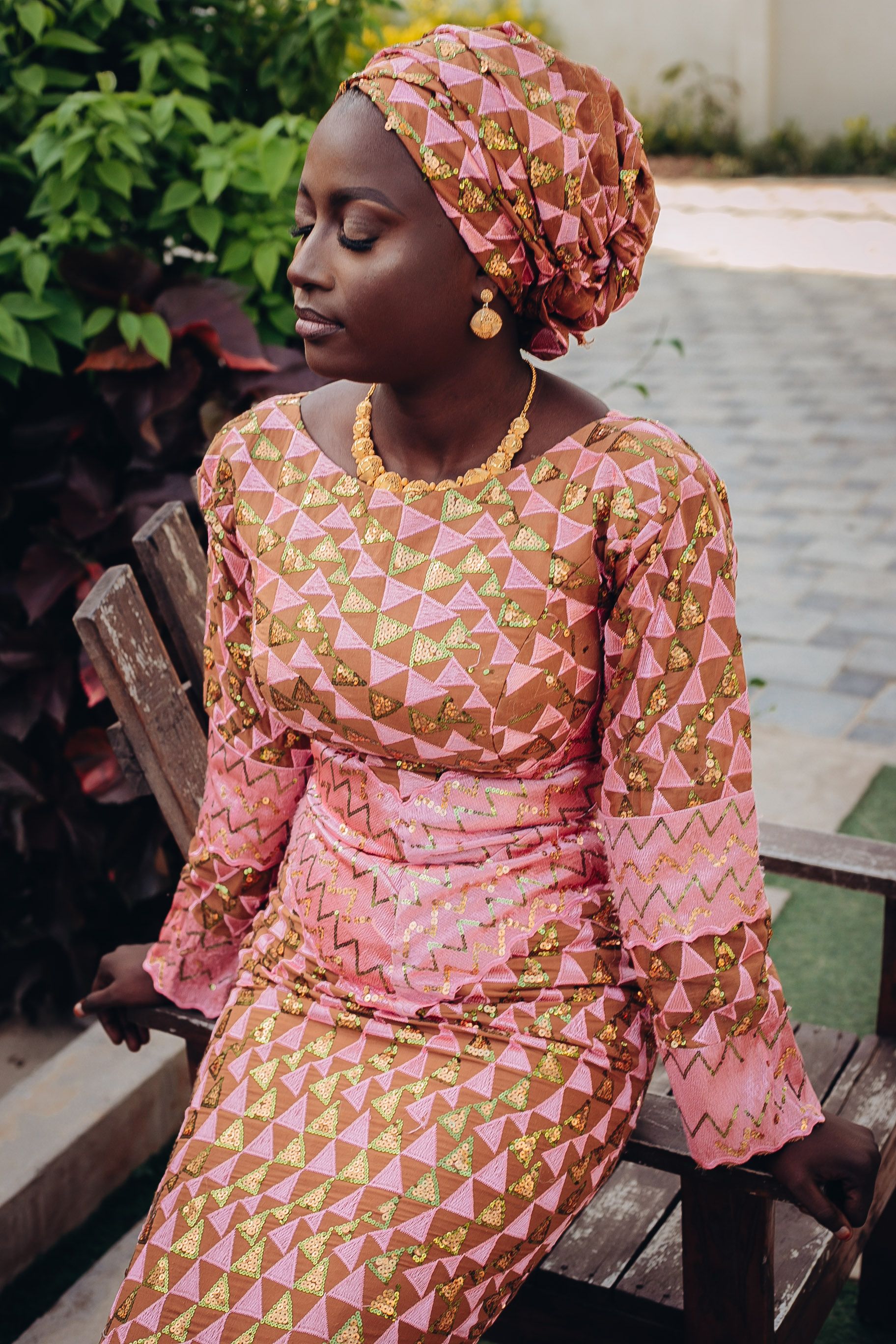 Elegant Woman in Traditional African Attire Outdoors  Free Stock Photo