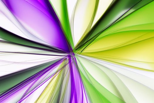Vibrant abstract art featuring dynamic green and purple lines creating a modern design.