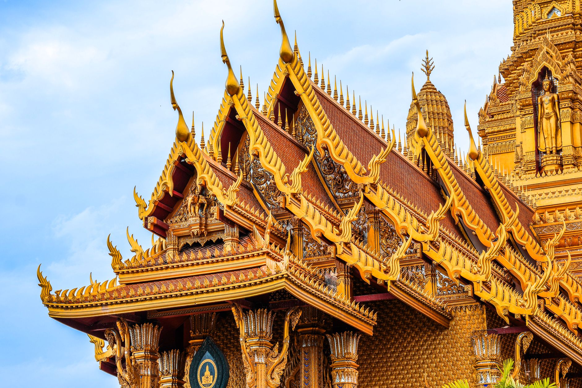 Erawan Museum's three-headed elephant statue rising over Samut Prakan