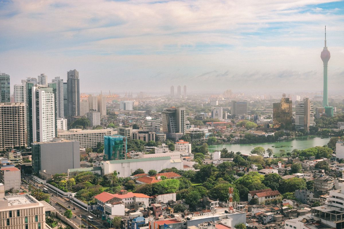 Colombo skyline with the Lotus Tower seen from above