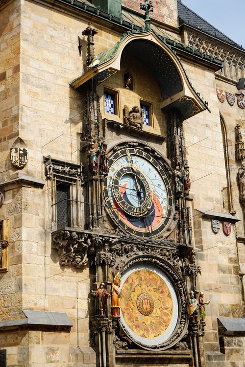 Free Close-up of the medieval Prague Astronomical Clock, an iconic landmark in the Czech Republic. Stock Photo