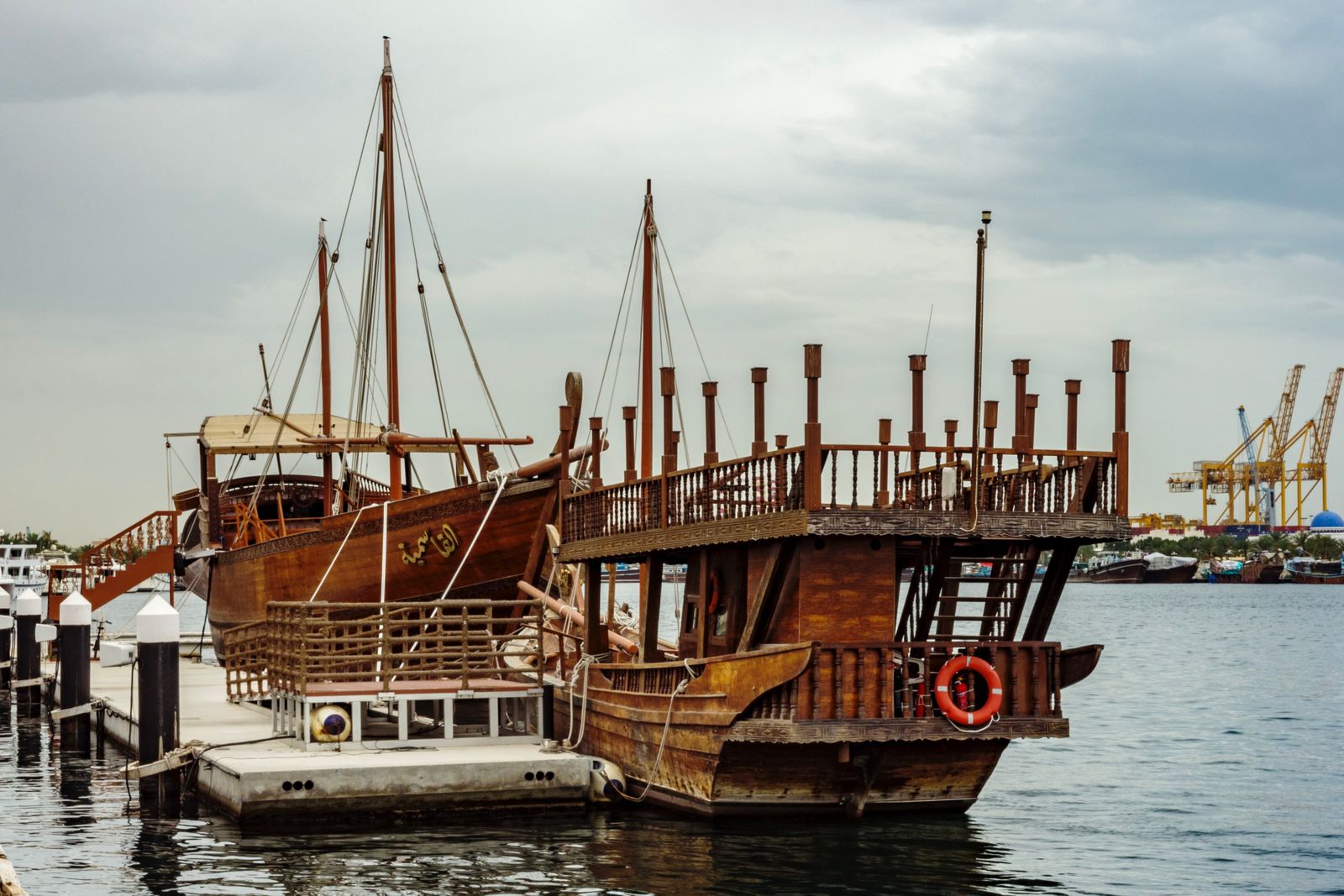 Traditional dhow boats at Dubai Marina