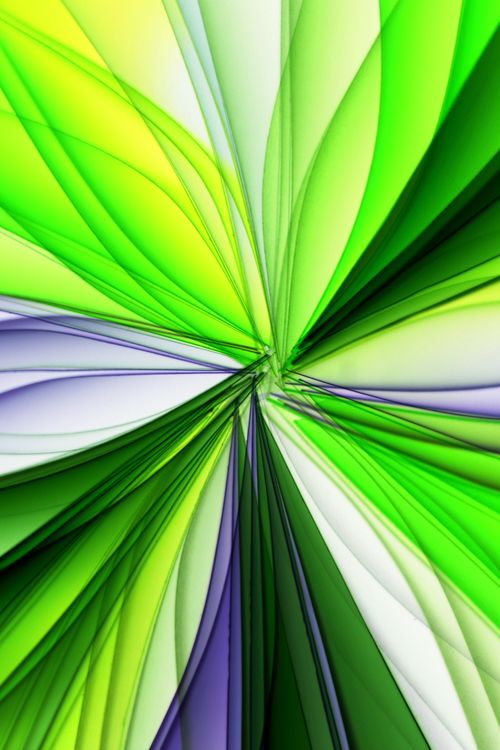Free Dynamic abstract artwork with vibrant green and purple folds creating a lively visual effect. Stock Photo