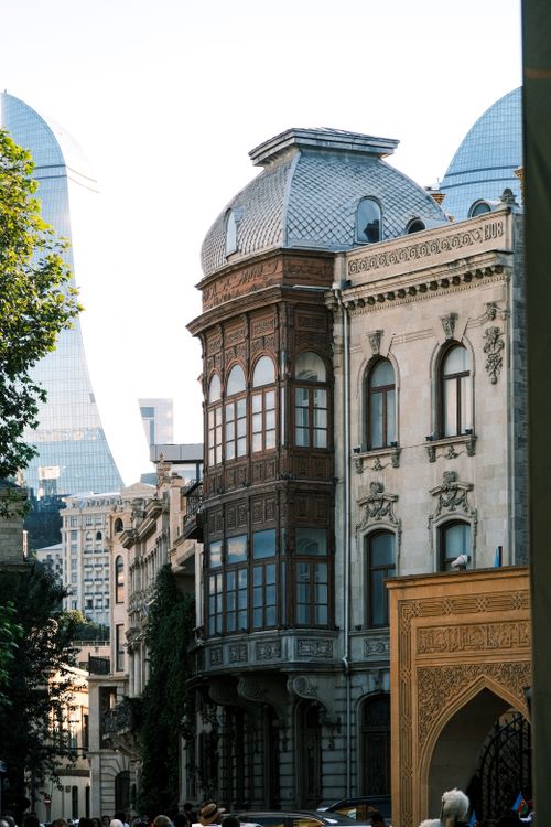 Free A blend of historic architecture with Baku's modern skyscrapers in the backdrop. Stock Photo