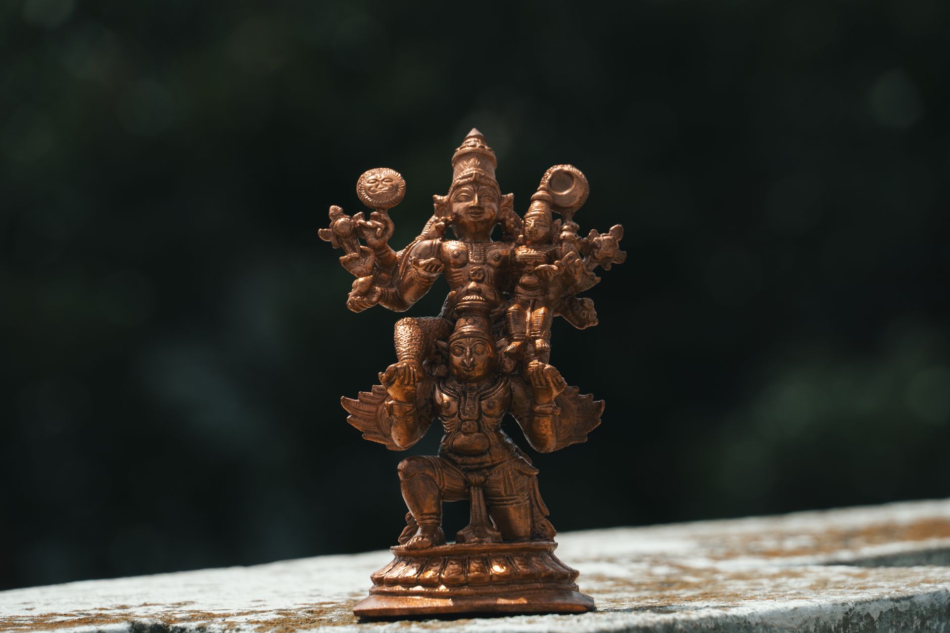 Copper Hindu Deity Statue in Natural Light