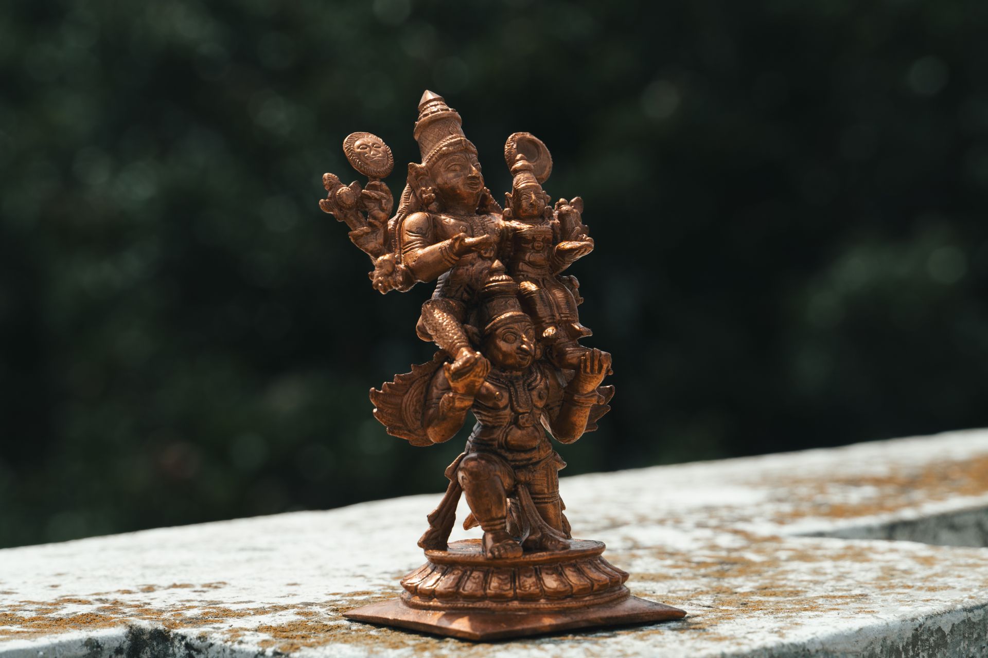 Copper Hindu Deity Statue in Natural Light