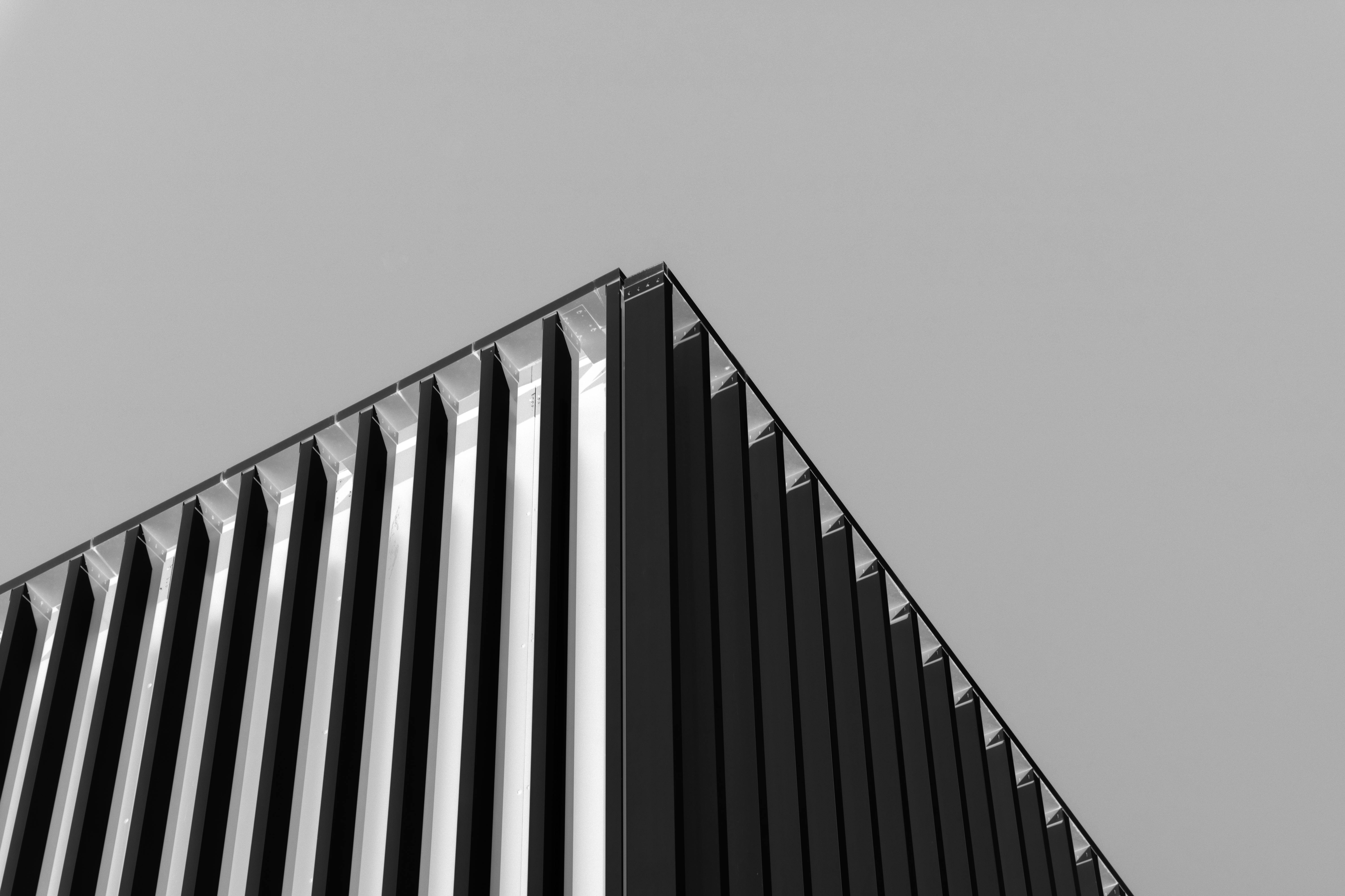 grátis Uma foto monocromática capturando o design minimalista de um canto arquitetônico moderno. Foto profissional