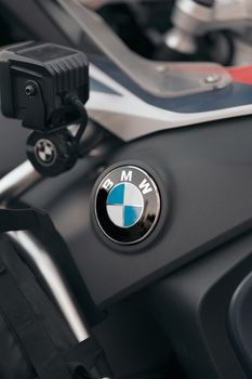 Detailed shot of a motorcycle emblem highlighting craftsmanship in Yalova, Türkiye. 33523390