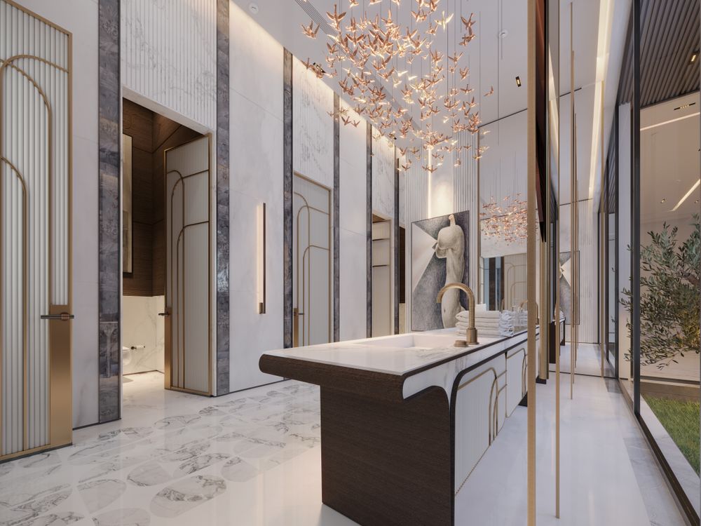 Elegant marble bathroom with modern fixtures