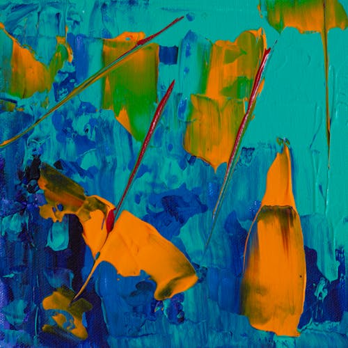 Blauw En Geel Abstract Schilderij