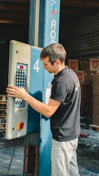 Warehouse employee using loading equipment for efficiency