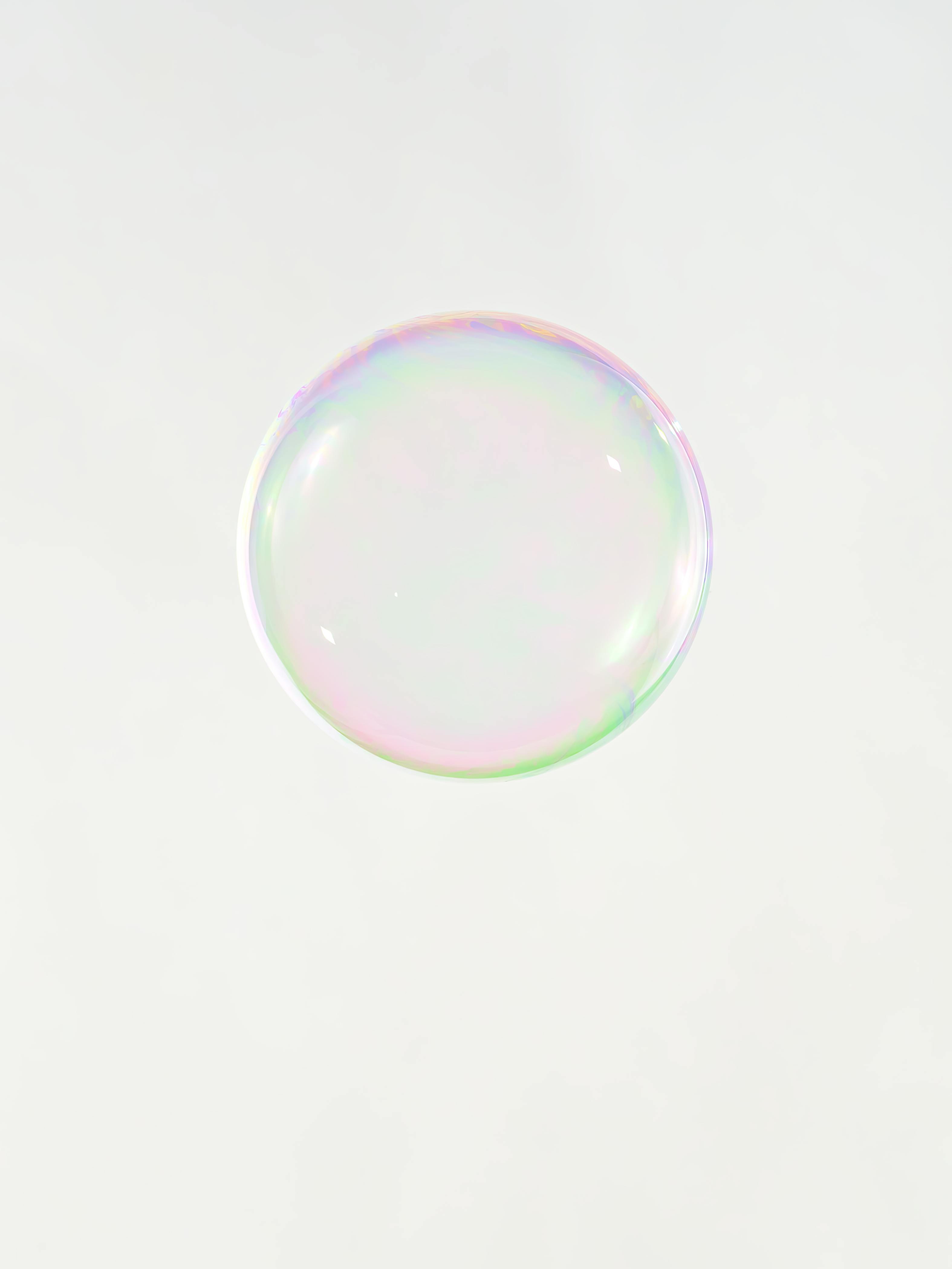 Delicate Iridescent Soap Bubble on White Background · Free Stock Photo, image size:3149x4199